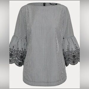 Ralph Lauren Black and White Gingham top NWOT size Large